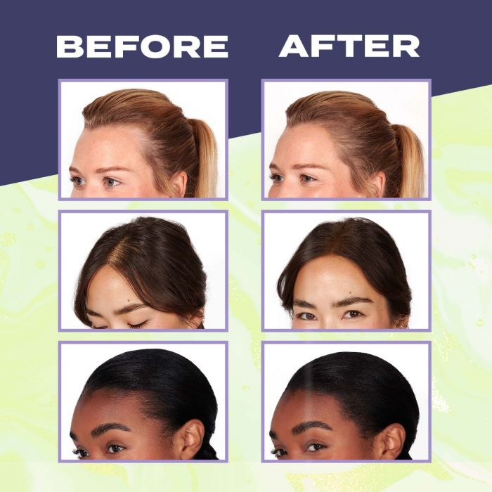 Before and After Image of Three Different Hair Types Using Toppik
