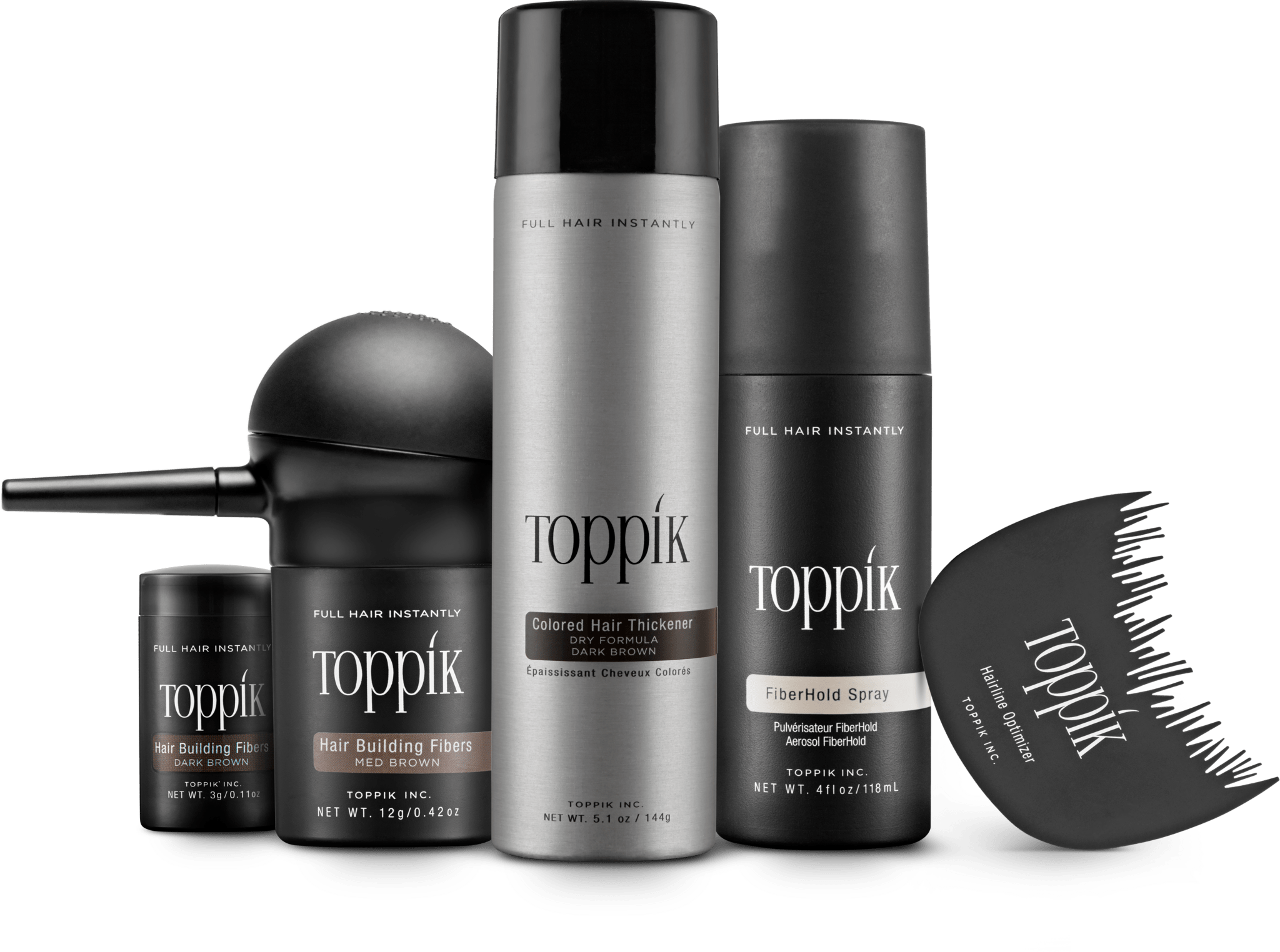 full collection of toppik hair thinning products