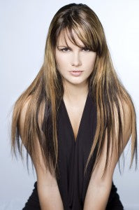 Fashion model in black dress