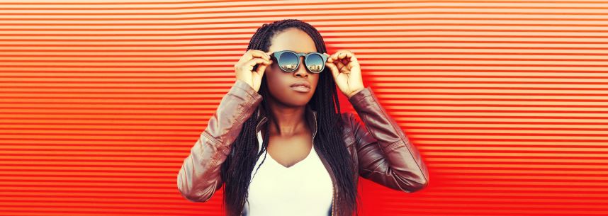 beautiful black woman with microlocs