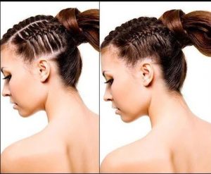 hair in french braid with and without Toppik hair building fibers Toppik blog