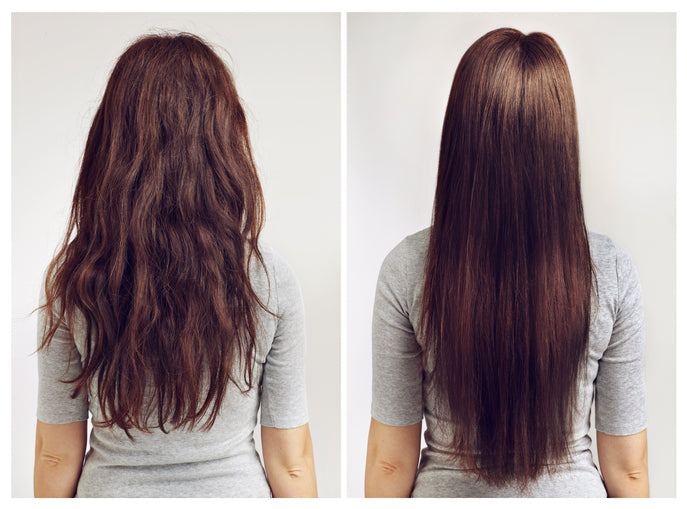 Hair rebonding before and after image