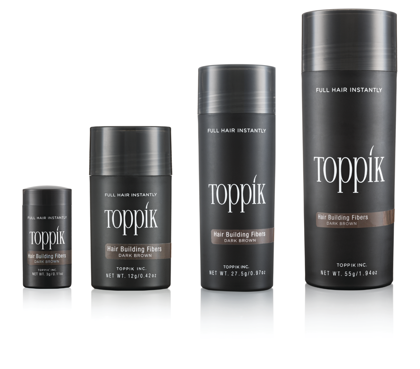 Top sellers Order Toppik Hair Building Fibers hair volume powder in 4 sizes Travel 3g Regular 12g Economy 27.5g Giant 55g